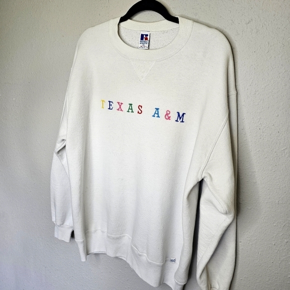 Vtg Russell Athletic Texas A&M‎ Womens Sweatshirt XL White Colorful Rare Aggies - Picture 2 of 13